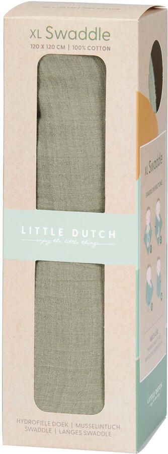 Little Dutch hydrofiele doek set van 2- Little Farm Olive Swaddle Groen - Foto 3