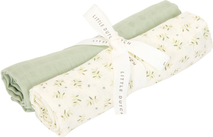 Little Dutch hydrofiele swaddle Blueberry Leaves & Sage (set van 2)