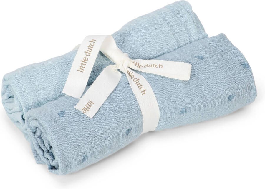 Little Dutch hydrofiele swaddle doek Pure Denim Blue blauw
