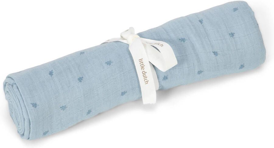 Little Dutch hydrofiele swaddle doek Pure Denim Blue blauw
