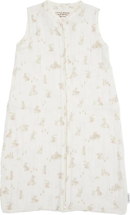 Little Dutch hydrofiele zomer slaapzak Baby Bunny Babyslaapzak Wit All over print 70 cm