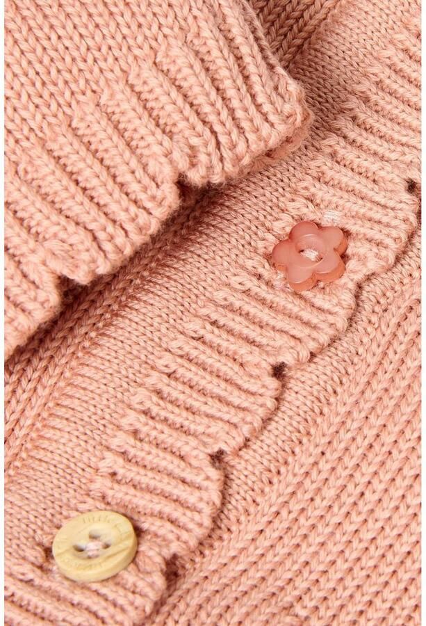 Little Dutch katoenen gebreid gebloemd vest met borduursels roze - Foto 2