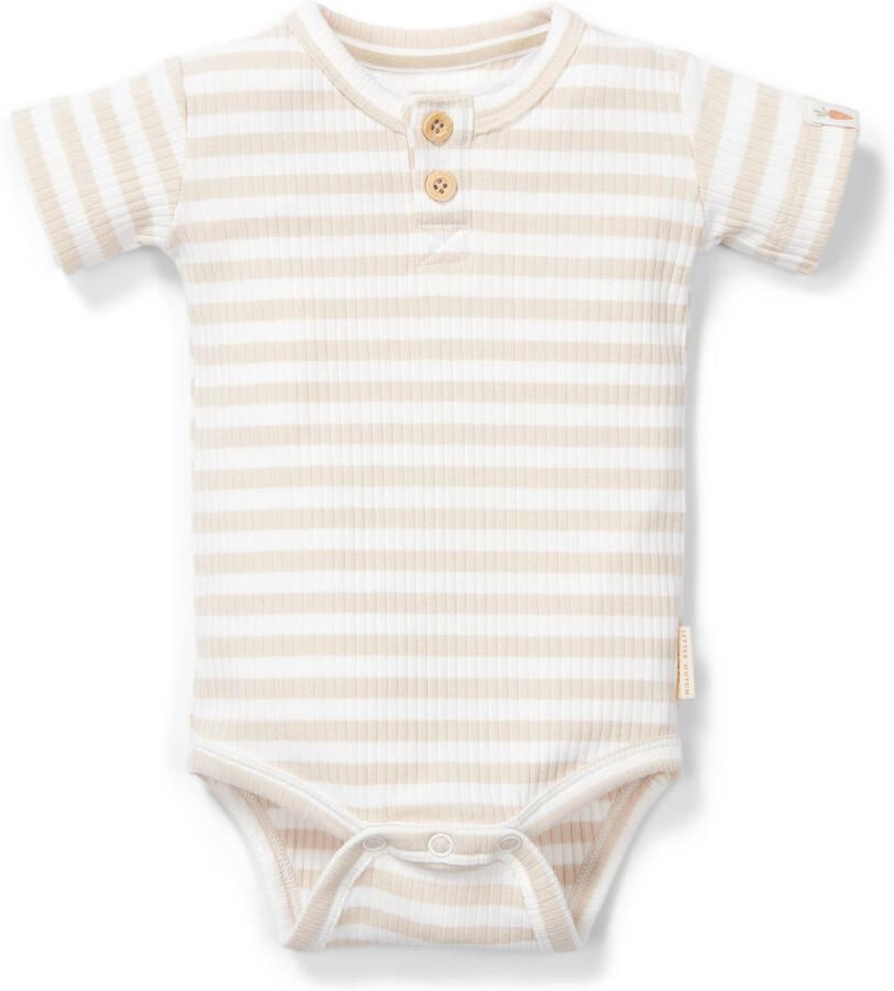 Little Dutch romper met streep print ecru wit Jongens Katoen Ronde hals 50