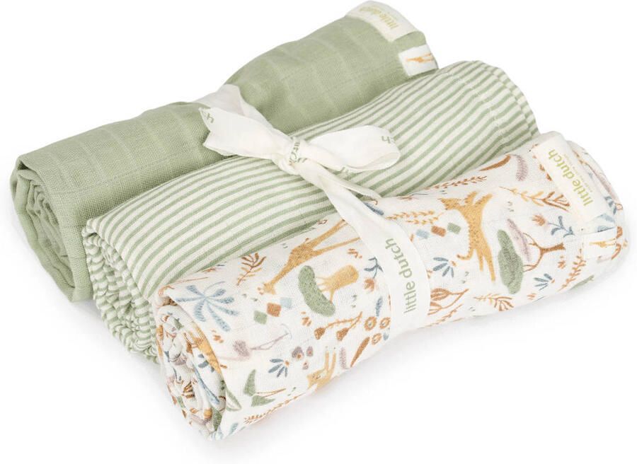 Little Dutch swaddle set Groen 70x70 cm Safari Wonders