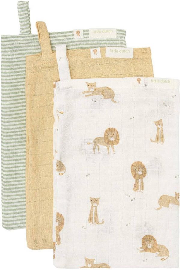 Little Dutch washandjes set van 3 Safari Leo