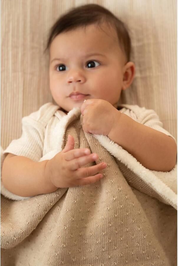 Little Dutch wiegdeken gebreid fleece Pure Soft Beige - Foto 2