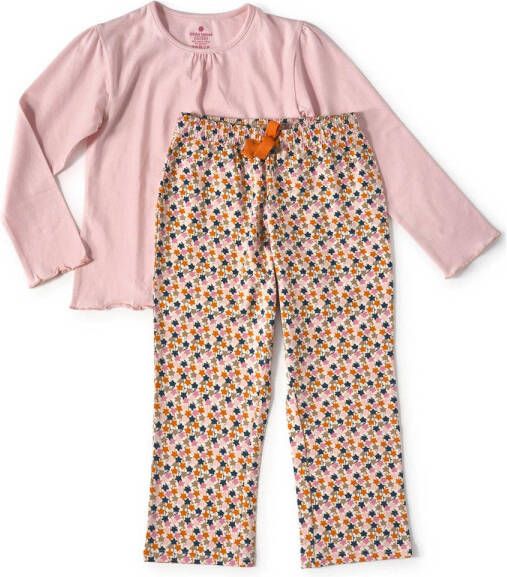 Little Label pyjama met all over print roze multicolor Meisjes Stretchkatoen Ronde hals 110