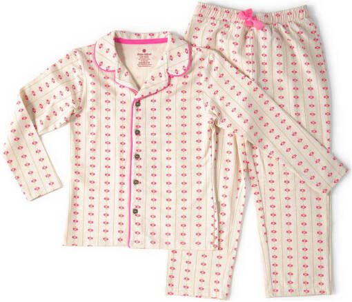 Little Label pyjama met all over print roze beige Meisjes Stretchkatoen Reverskraag 110