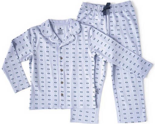 Little Label pyjama met all over print blauw donkerblauw Meisjes Stretchkatoen Reverskraag 110