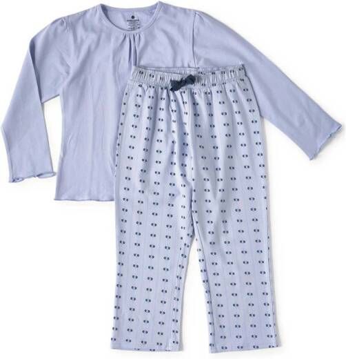 Little Label pyjama met all over print lichtblauw Meisjes Stretchkatoen Ronde hals 110