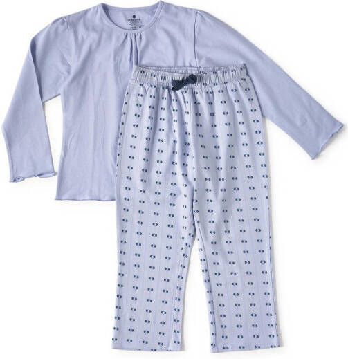 Little Label pyjama met all over print lichtblauw Meisjes Stretchkatoen Ronde hals 110