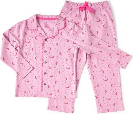 Little Label pyjama met all over print roze donkerroze Meisjes Stretchkatoen Reverskraag 110