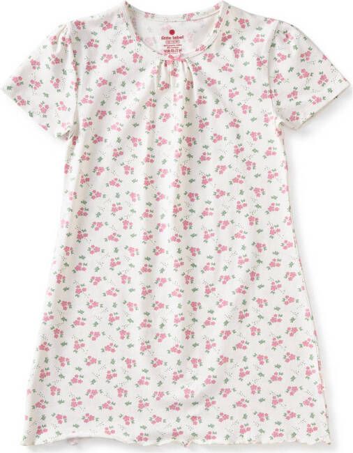 Little Label gebloemde nachthemd van biologisch katoen wit roze groen Meisjes Stretchkatoen Ronde hals 110