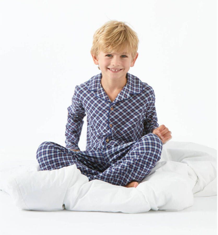 Little Label geruite pyjama van katoen blauw Jongens Stretchkatoen Klassieke kraag 110 116