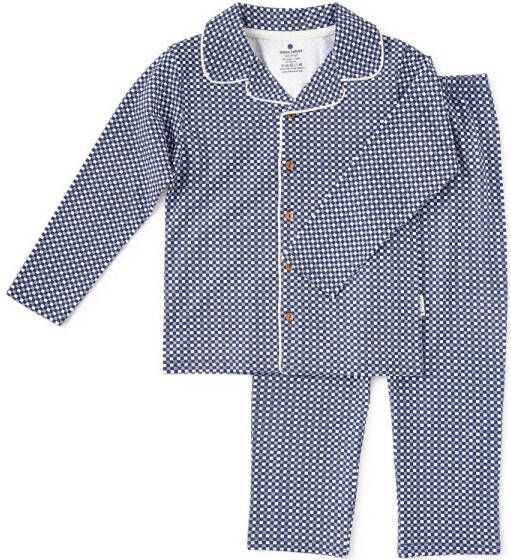 Little Label geruite pyjama van biologisch katoen blauw Jongens Stretchkatoen Klassieke kraag 122 128
