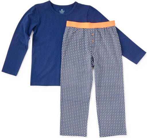 Little Label geruite pyjama van biologisch katoen blauw Jongens Stretchkatoen (duurzaam) Ronde hals 170 176