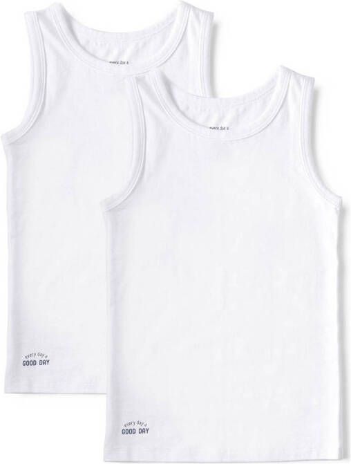 Little Label hemd van biologisch katoen set van 2 wit Jongens Stretchkatoen Ronde hals 110