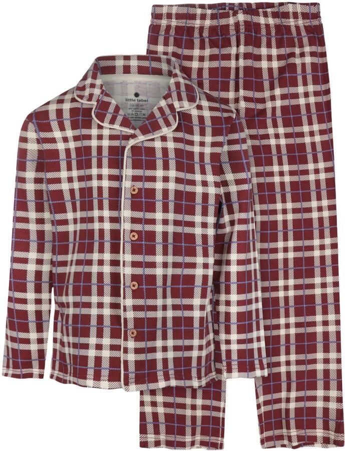 Little Label geruite pyjama donkerrood Jongens Stretchkatoen Klassieke kraag maat 158-164
