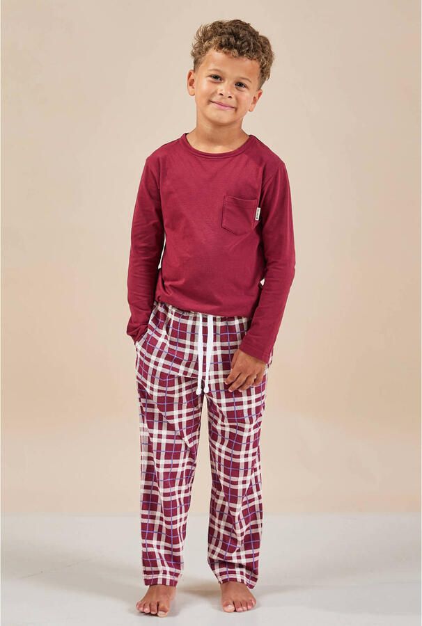 Little Label geruite pyjama donkerrood wit