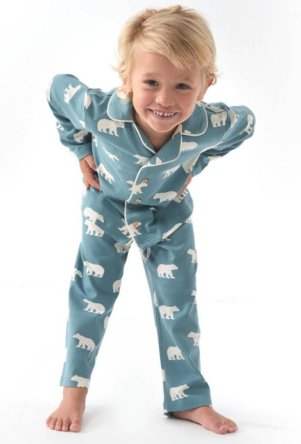 Little Label pyjama met dierenprint van biologisch katoen blauw Jongens Stretchkatoen Klassieke kraag 98 104 - Foto 3