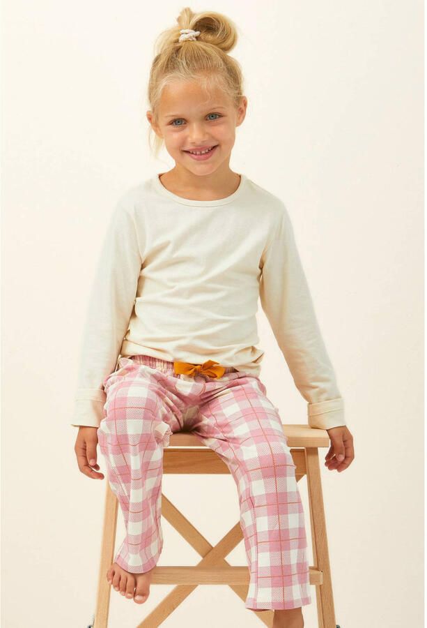 Little Label pyjama met roze geruite broek - Foto 4