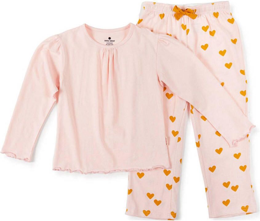Little Label roze pyjama met hartjes print op de broek