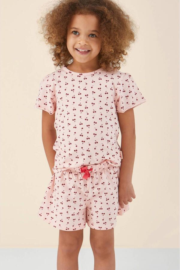 Little Label shortama roze Meisjes Stretchkatoen Ronde hals All over print