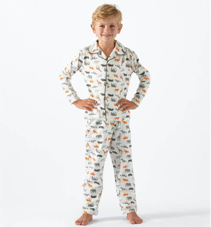 Little Label pyjama van katoen met dierenprint multi Jongens Stretchkatoen Klassieke kraag 110 116