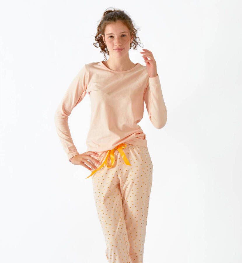 Little Label pyjama van biologisch katoen met hartjes roze
