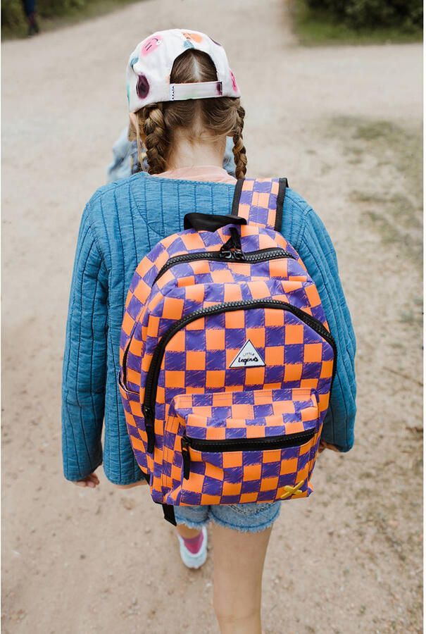 Little Legends rugzak Checkerboard L oranje paars - Foto 3