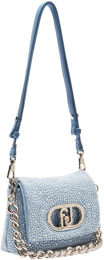 Liu Jo denim crossbody tas Lapuffy met strass blauw