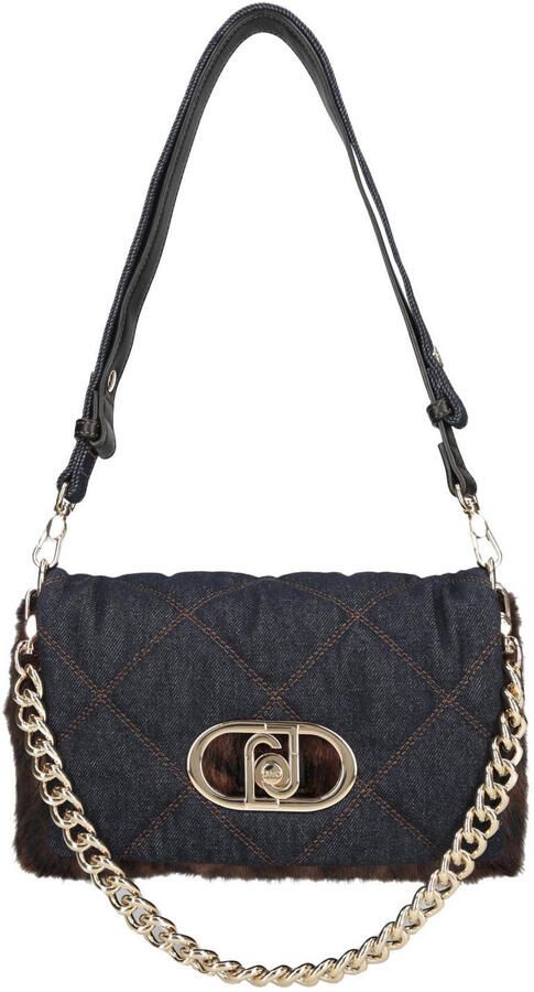 Liu Jo denim schoudertas met panterprint donkerblauw bruin