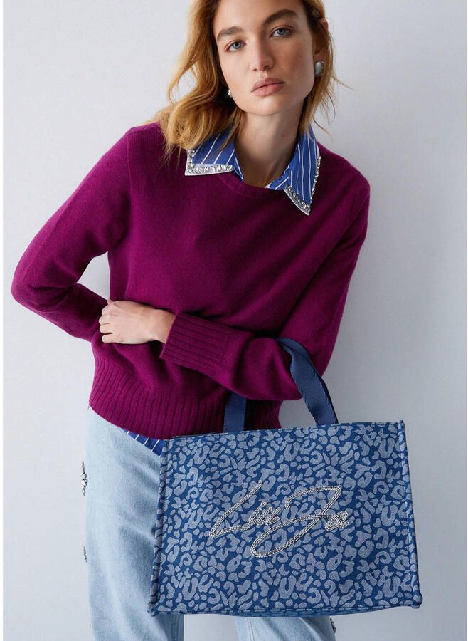 Liu Jo denim shopper met panterprint bruin