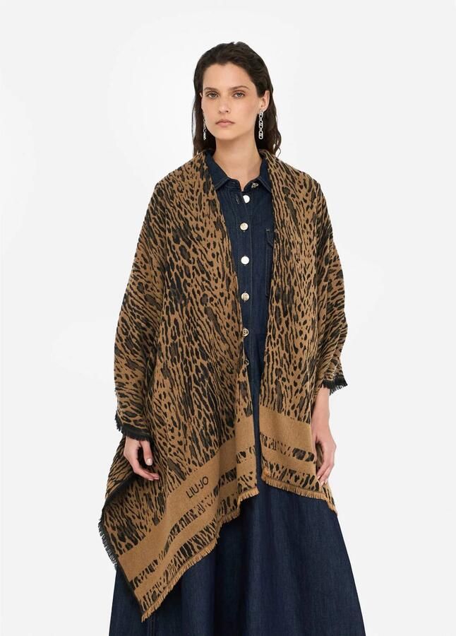 Liu Jo poncho met panterprint animalier bruin