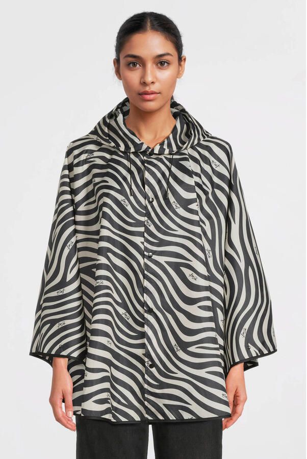 Liu Jo poncho met zebraprint zwart wit