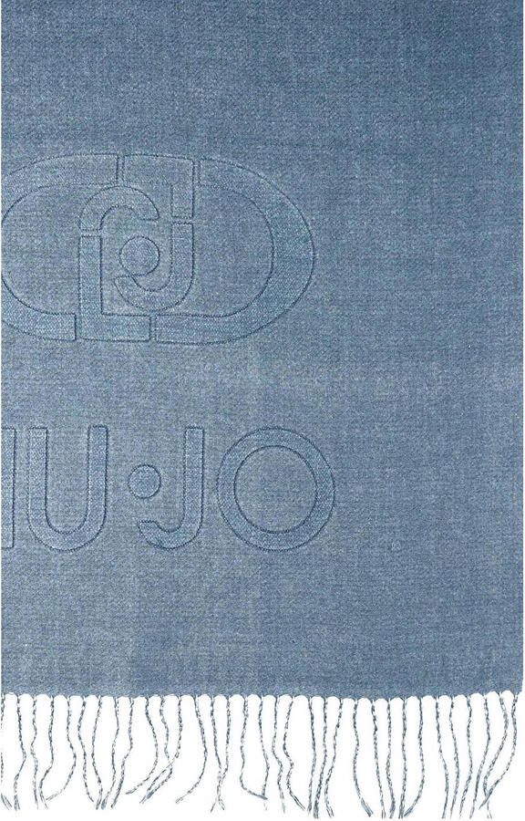 Liu Jo sjaal met franjes Monogram grijs - Foto 2