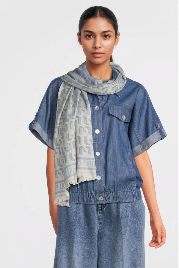 Liu Jo sjaal met logoprint blauw