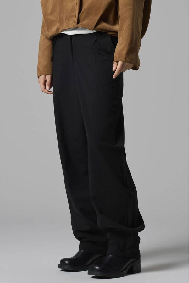 LMTD casual broek met plooien zwart Meisjes Polyester Effen