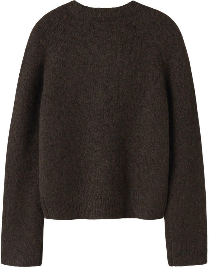 LMTD gebreide trui met wol donkerbruin Meisjes Polyester Ronde hals Effen