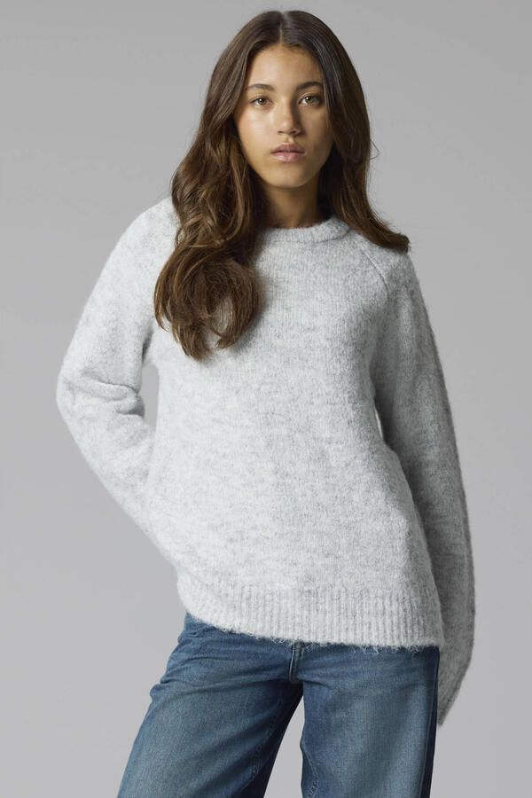 LMTD gebreide trui met wol grijs Meisjes Polyester Ronde hals Effen