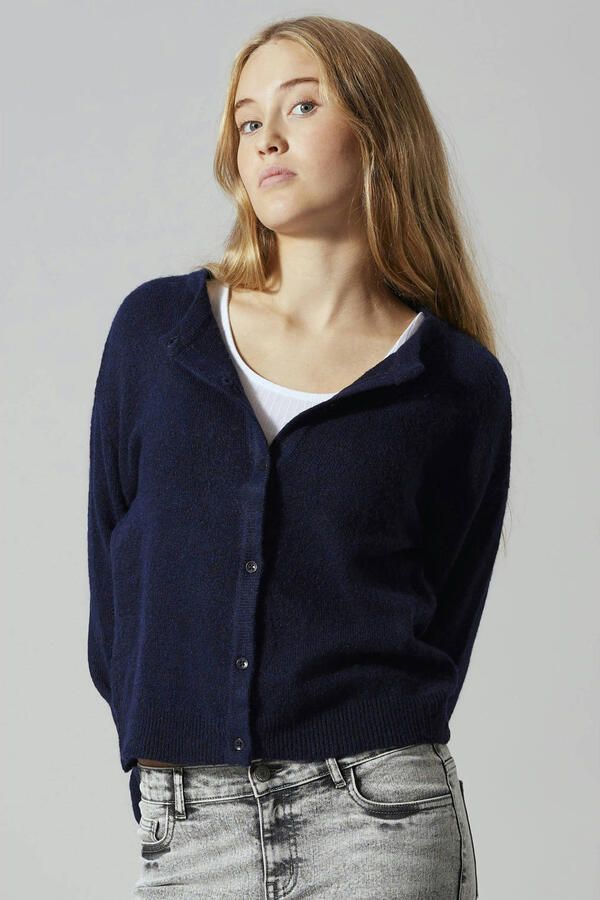 LMTD gebreide vest met melée donkerblauw