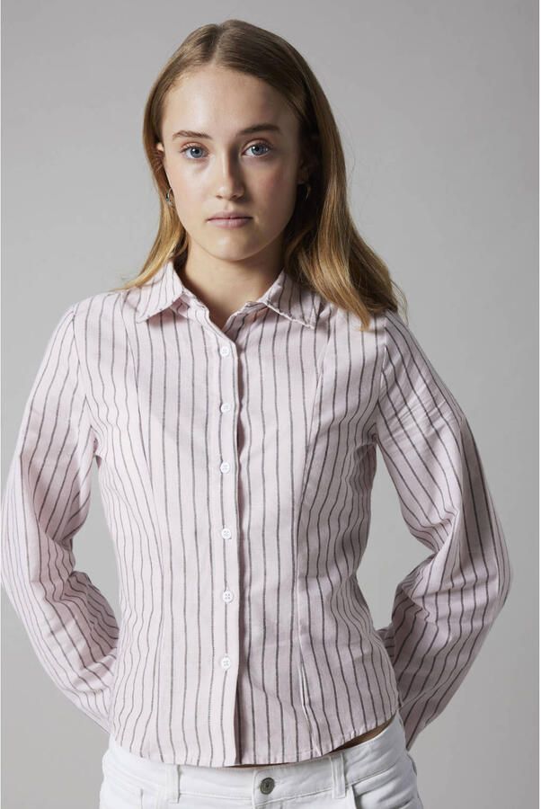 LMTD gestreepte blouse lichtroze - Foto 3