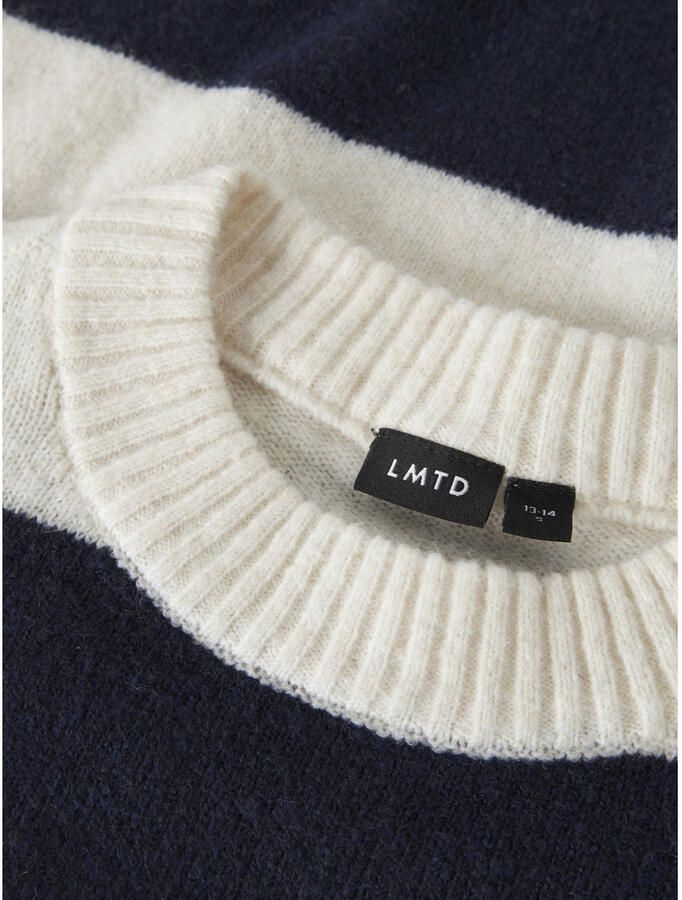 LMTD gestreepte gebreide trui met wol donkerblauw - Foto 2