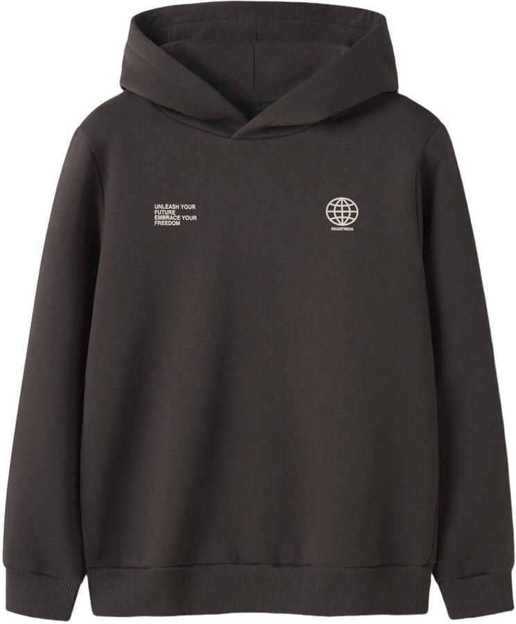 LMTD hoodie met backprint donkerbruin