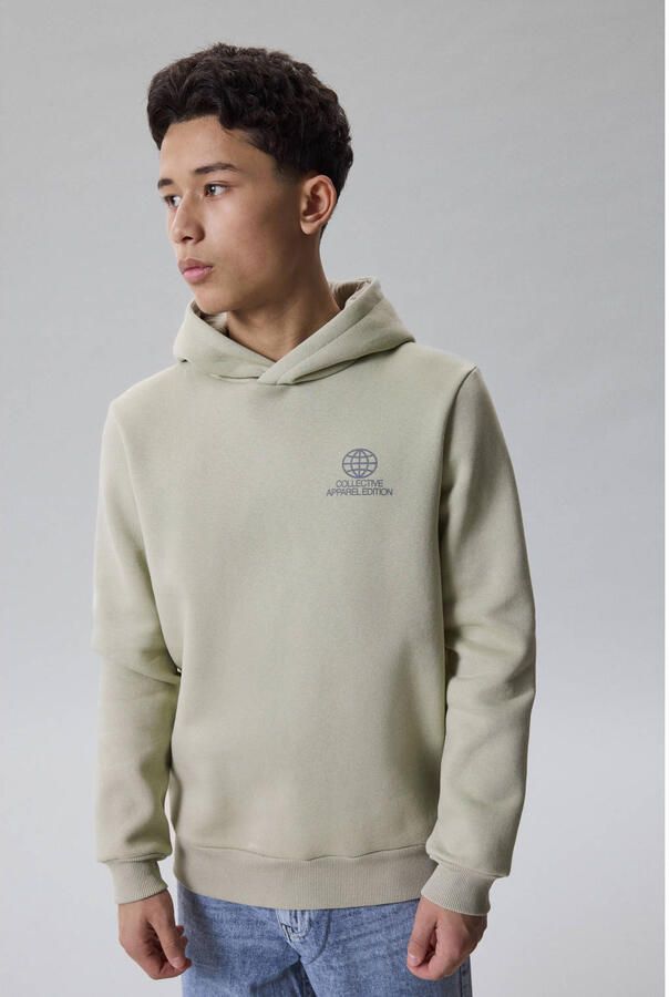 LMTD loose fit hoodie met backprint beige