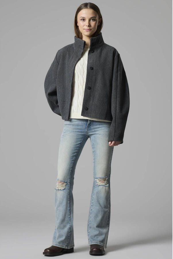 LMTD manteljas donkergrijs Meisjes Polyester Opstaande kraag Effen - Foto 2