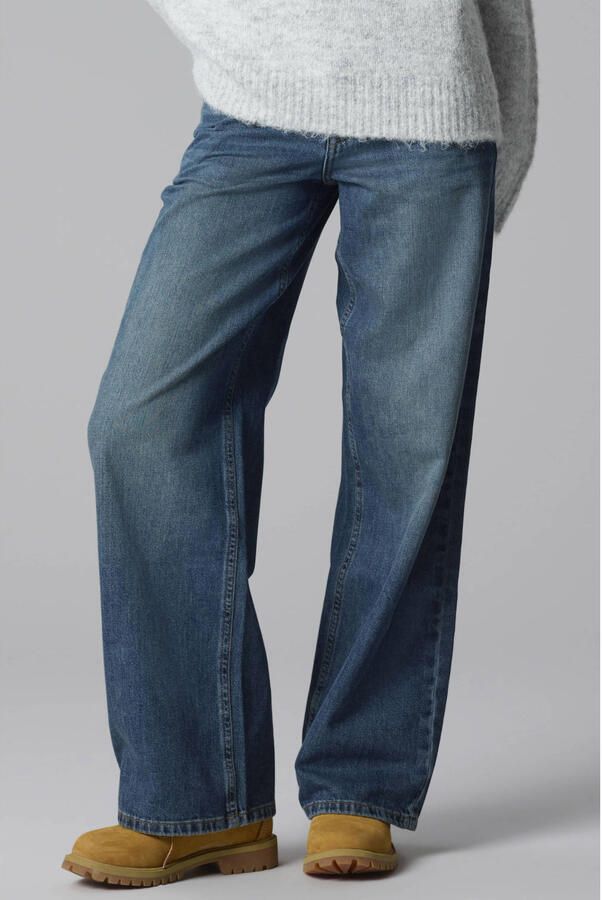 LMTD NLFBETT wide leg jeans donkerblauw