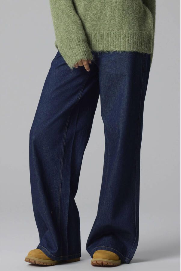 LMTD NLFBIRM low wide leg jeans donkerblauw