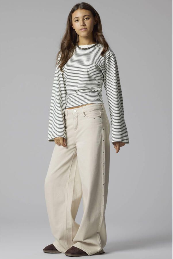 LMTD NLFHYEDSTUD wide leg jeans beige - Foto 3