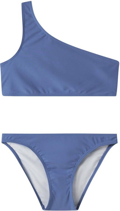 LMTD one shoulder crop bikini blauw